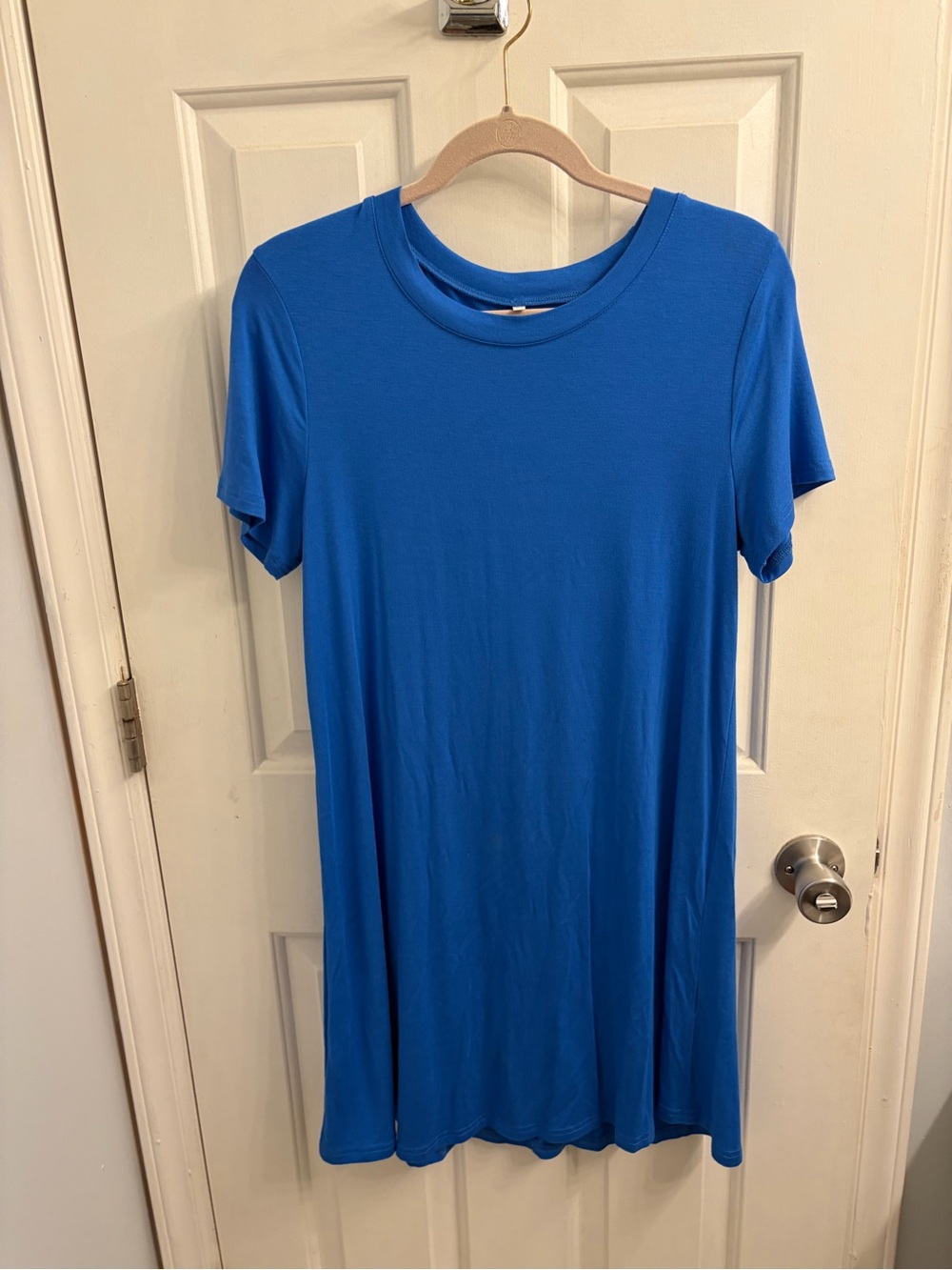 Blue Short-Sleeve Swing Dress